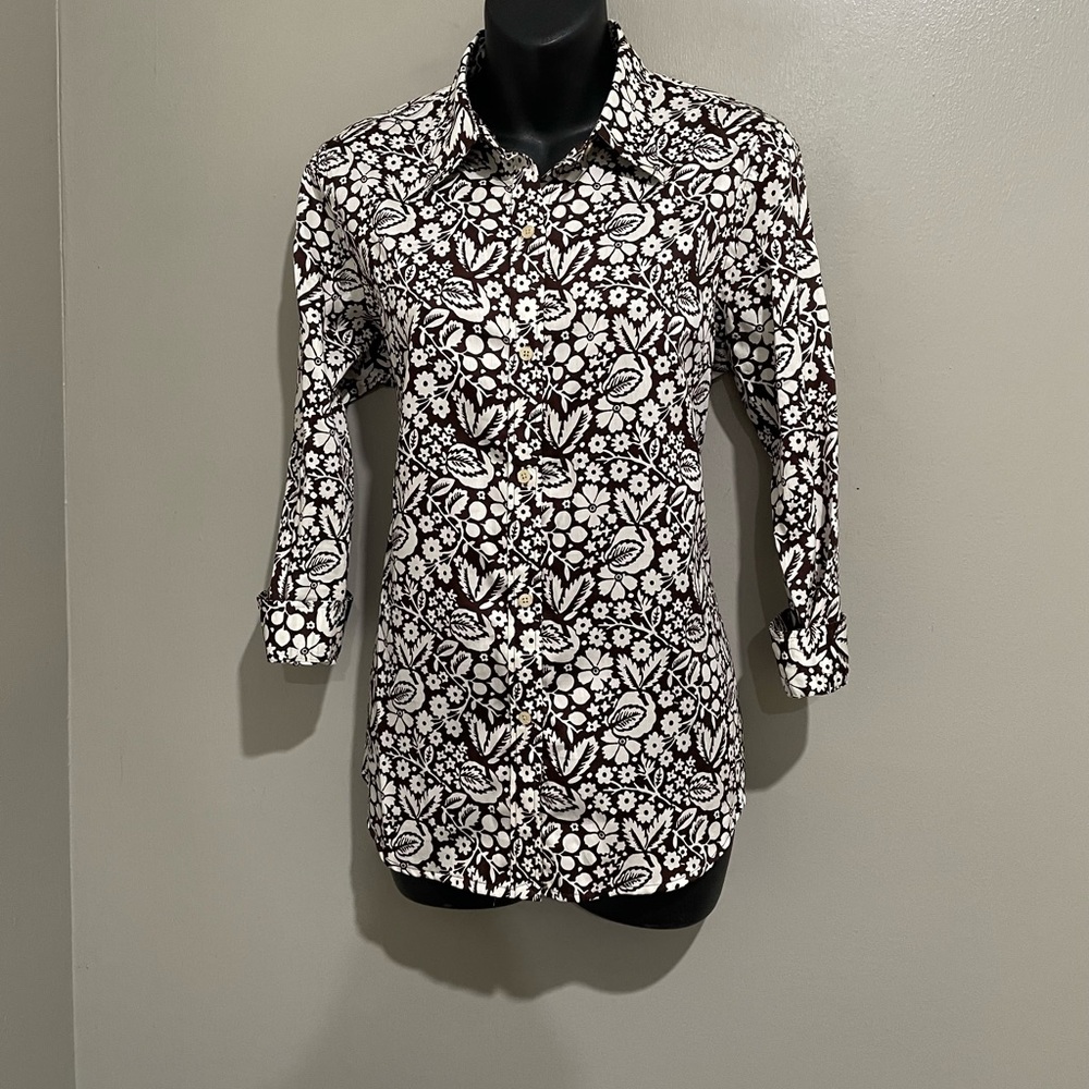 Ralph Lauren Brown/Cream Button Down Shirt